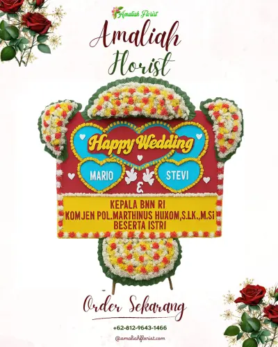Karangan Papan Bunga Pernikahan di Pagerbarang